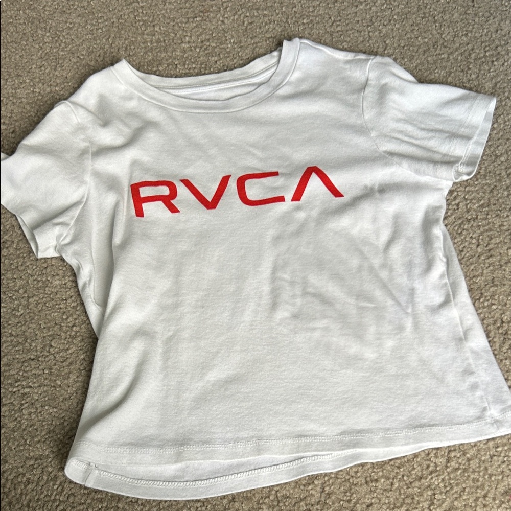 RVCA Classic White Tee with Red Accents